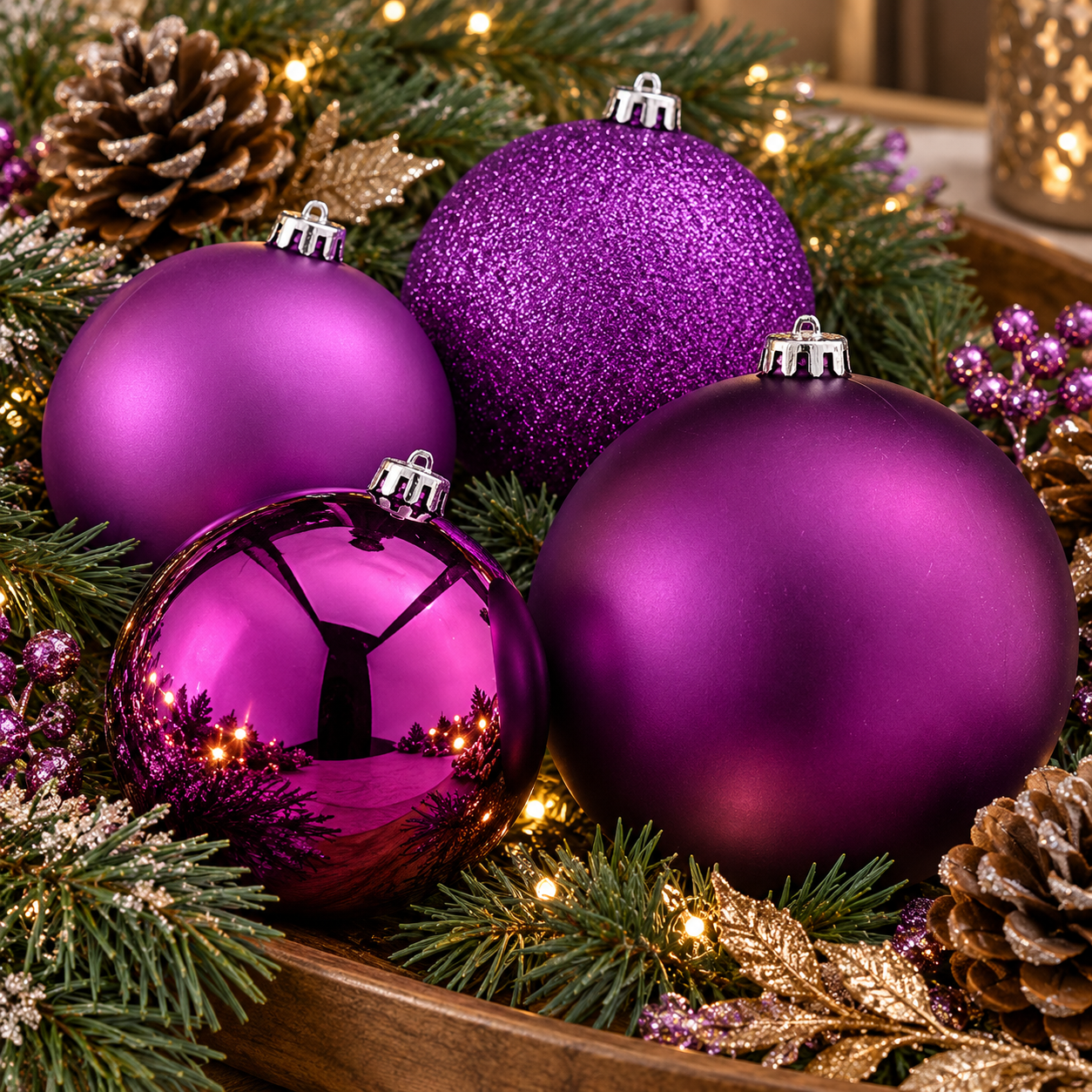 This Set Of Balls Of Christmas From The Brand Krist+ Is Ideal For Decorate Its Tree With A Touch Of Color Purple Assortment