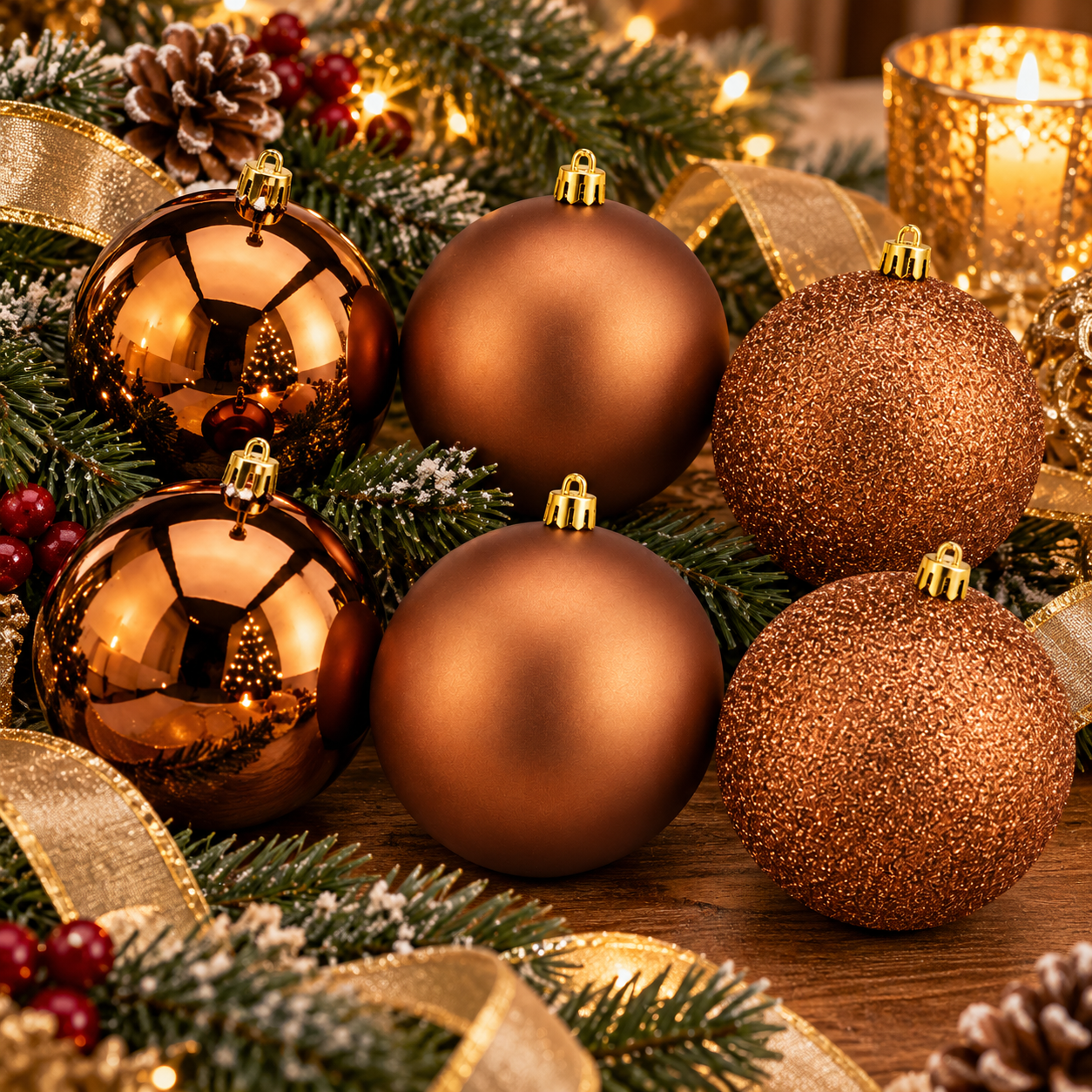 This Set Of 6 Balls Of Christmas From The Brand Krist+ Is The Accessory Ideal For Its Decoration Festiva, Offering A Style Elegant In Tones Browns